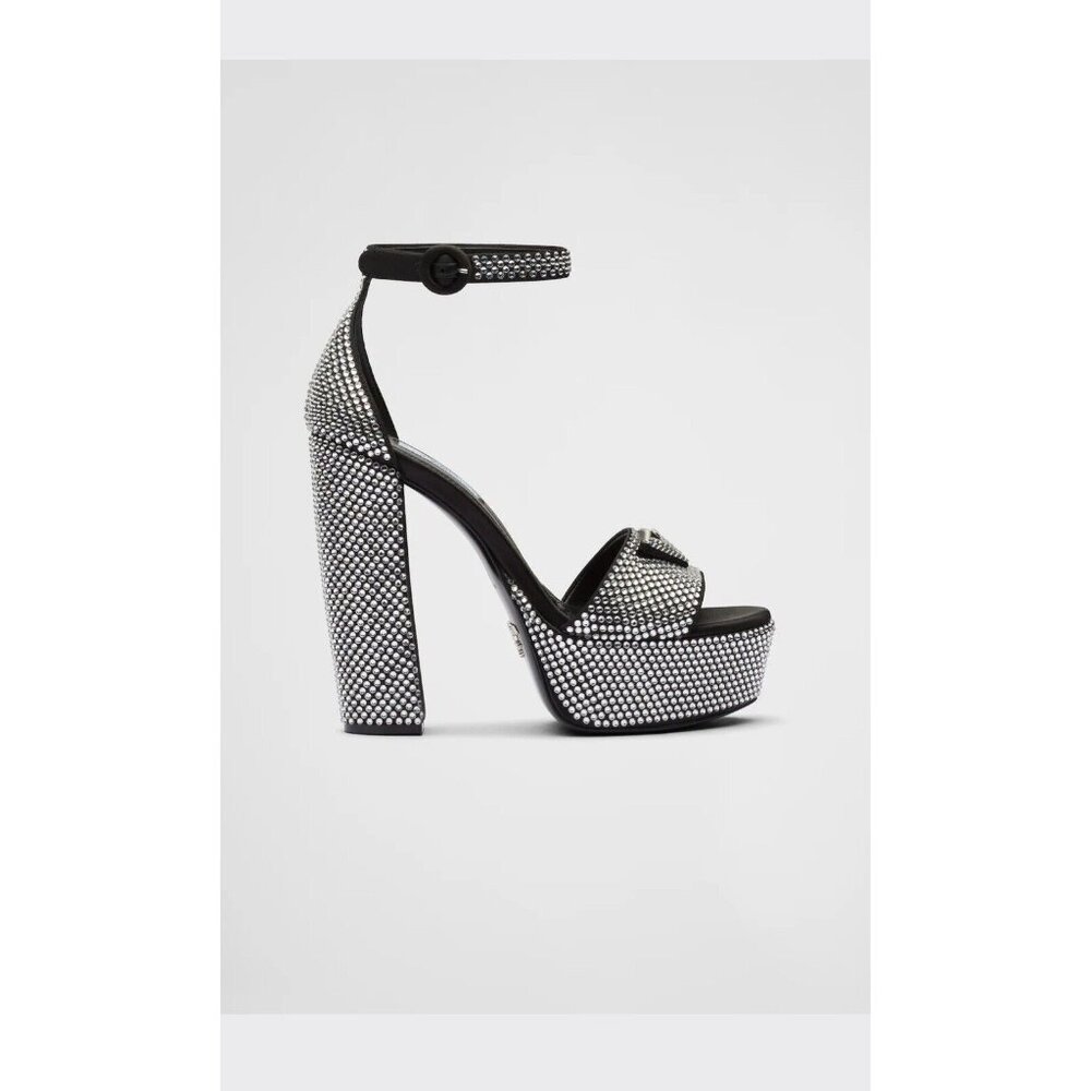 Prada Satin platform sandals with crystals Size 38.5 New 100% Authentic - Picture 5 of 5